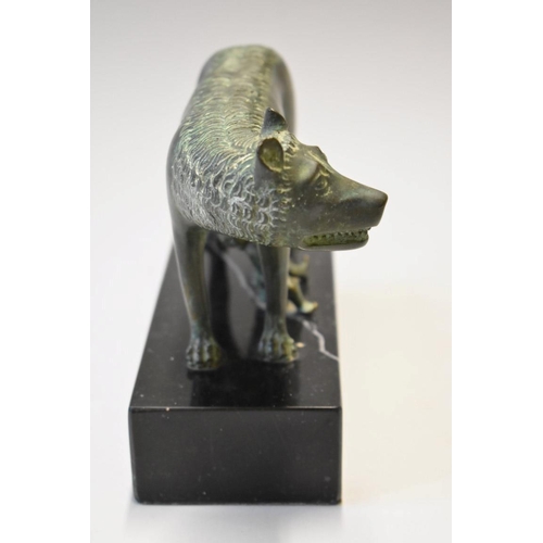 1616 - After the Antique, 'The Capitoline Wolf', bronze, on marble base, 15.5cm high.