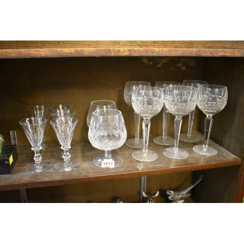 1617 - A set of six Waterford 'Kylemore' pattern wine glasses; together with a pair of Waterford 'Colleen' ... 