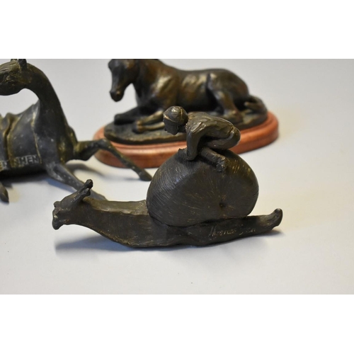 1618 - A bronze racehorse, inscribed 'Mehl-Mülhens-Rennen 1991', 22cm wide; together with another bron... 