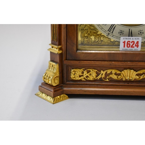 1624 - A good Lenzkirch walnut and gilt metal mounted bracket clock, circa 1880, striking on two gongs, the... 