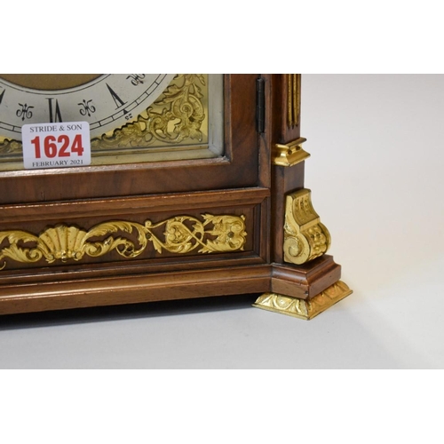 1624 - A good Lenzkirch walnut and gilt metal mounted bracket clock, circa 1880, striking on two gongs, the... 