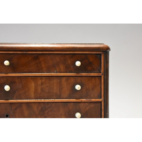 1628 - A good 19th century miniature mahogany chest of drawers, 17cm high x 18cm wide x 9.5cm deep.... 