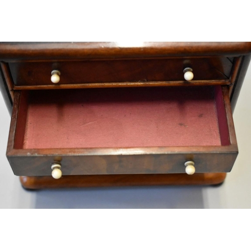 1628 - A good 19th century miniature mahogany chest of drawers, 17cm high x 18cm wide x 9.5cm deep.... 