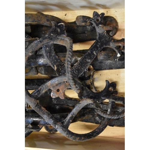 1631 - Three Victorian cast iron folding saddle hooks, each inscribed 'Cottan's Patent No.2'; together with... 