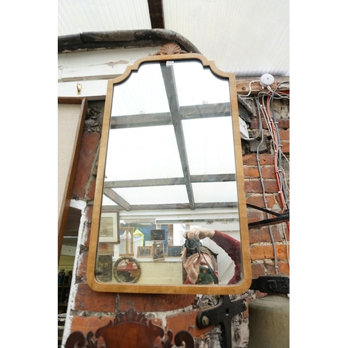 1099 - An antique mahogany fret framed wall mirror, 66 x 38cm; together with another 1930s walnut framed ex... 