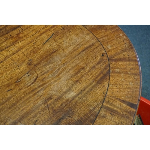 1459 - A circa 1800 mahogany and crossbanded tilt-top breakfast table, 145cm wide.