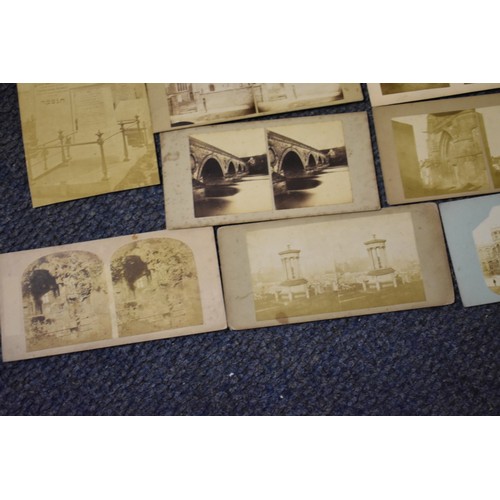 163 - A BOX, to include: 34 stereocards, approx 70 misc. photographs and an old school atlas. (Small ... 