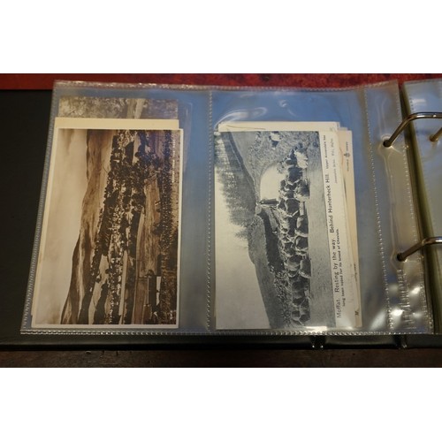 118 - POSTCARDS: misc collection of approx 212 postcards, chiefly topographical, contained in two modern a... 