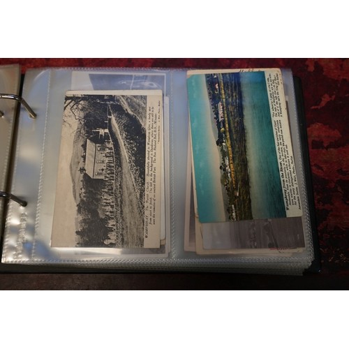 118 - POSTCARDS: misc collection of approx 212 postcards, chiefly topographical, contained in two modern a... 