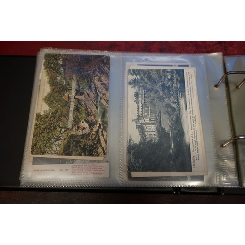 118 - POSTCARDS: misc collection of approx 212 postcards, chiefly topographical, contained in two modern a... 