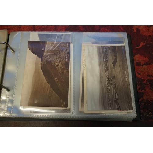 118 - POSTCARDS: misc collection of approx 212 postcards, chiefly topographical, contained in two modern a... 