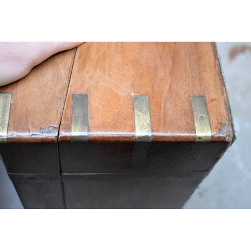 1245 - A 19th century mahogany and brass bound writing slope, 50.5cm wide.