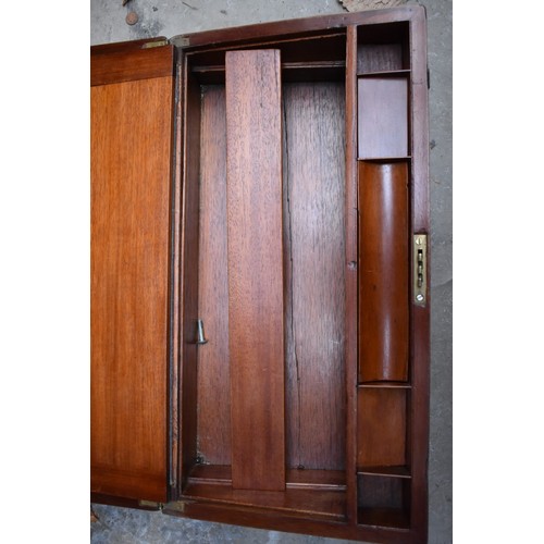 1245 - A 19th century mahogany and brass bound writing slope, 50.5cm wide.