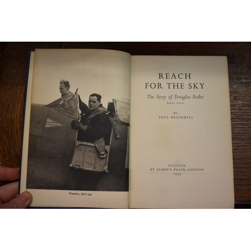 201 - BADER (Douglas): 'Reach for the Sky...the story of Douglas Bader', London, Collins, 1954: 8vo, blue ... 