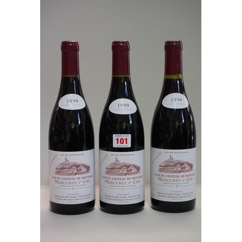 101 - Three 75cl bottles of Mercurie 1er Cru Chateau de Montaigu, 1999, Domaine Meix Foulot. (3)... 