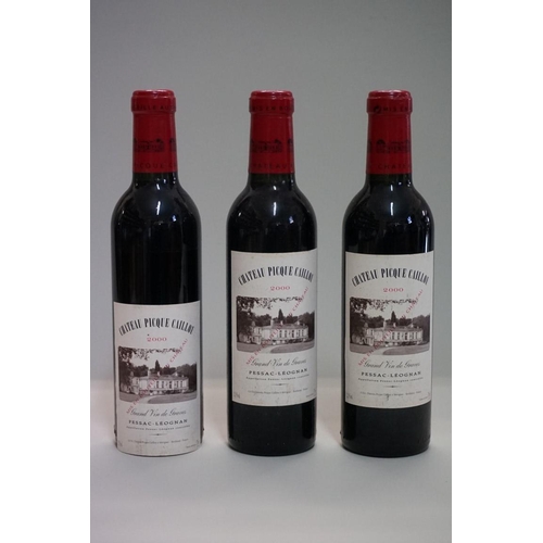 106 - Three 37.5cl bottles of Chateau Picque Caillou, 2000, Pessac-Leognan. (3)