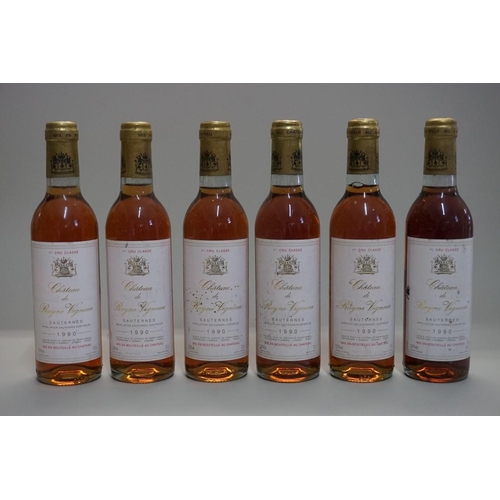 107 - Six 37.5cl bottles of Chateau de Rayne Vigneau, 1990, 1er Cru Sauternes. (6)