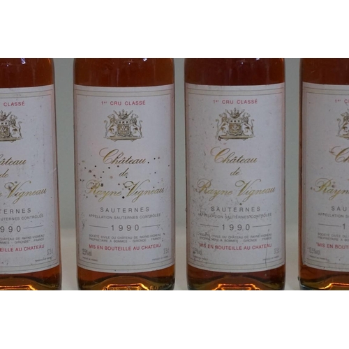 107 - Six 37.5cl bottles of Chateau de Rayne Vigneau, 1990, 1er Cru Sauternes. (6)