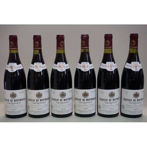 117 - Six 75cl bottles of Vacqueyras Cuvee St Papes, 1985, Chateau Montmirail. (6)