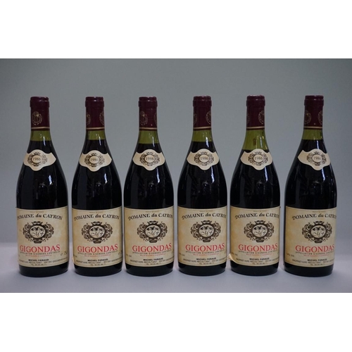 120 - Six 75cl bottles of Gigondas, 1986, Domaine du Cayron, Michel Faraud. (6)