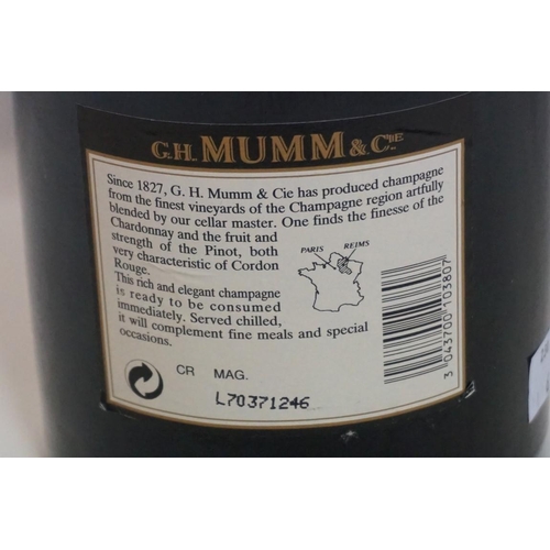 138 - A 150cl magnum bottle of Mumm 'Cordon Rouge' NV champagne.