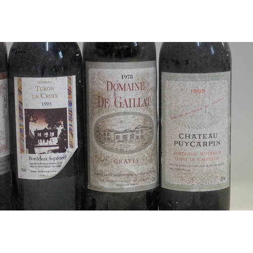 144 - Six 75cl bottles of red Bordeaux, comprising: two Chateau Puycarpin, 1985; two Chateau Le Pradier, 1... 