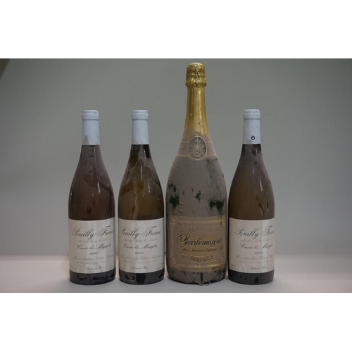 145 - Three 75cl bottles of Pouilly-Fume, 2005, cuvee les Matifets; together with a 150cl magnum bottle of... 