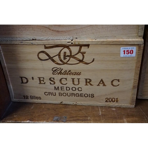 150 - A case of twelve 75cl bottles of Chateau d'Escurac, 2001, Cru Bourgeois Medoc, in owc. (12)PLEASE NO... 