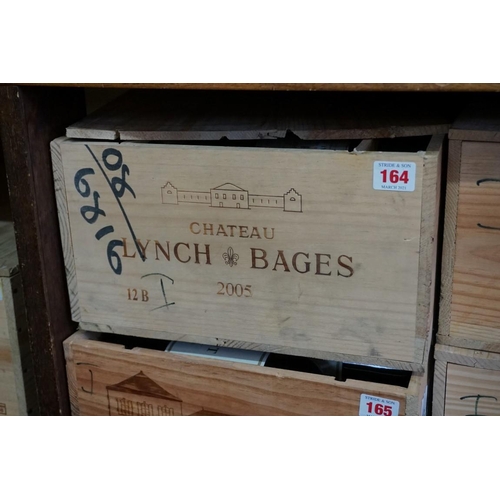 164 - A case of twelve 75cl bottles of Chateau Lynch Bages, 2005, Pauillac, in owc. (12)