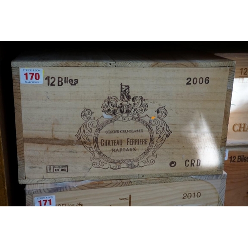 170 - A case of twelve 75cl bottles of Chateau Ferriere, 2006, Margaux, in owc. (12)