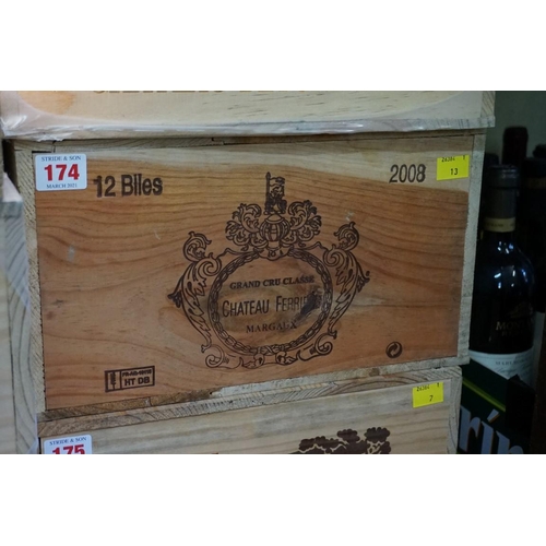 174 - A case of twelve 75cl bottles of Chateau Ferriere, 2008, Margaux, in owc. (12)