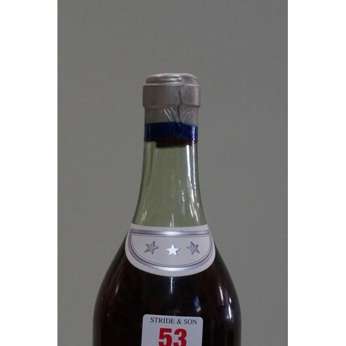 53 - A bottle of Staub three star 'Finest Old' brandy, probably 1960s bottling.