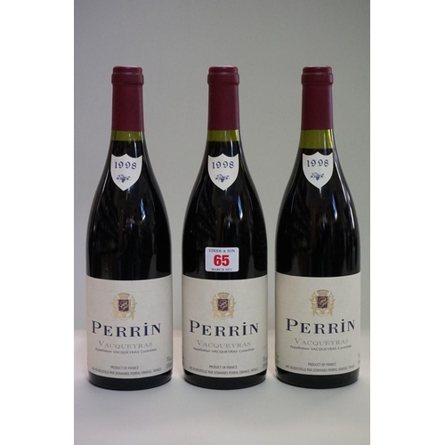 65 - Three 75cl bottles of Vacqueyras, 1998, Domaine Perrin Freres. (3)