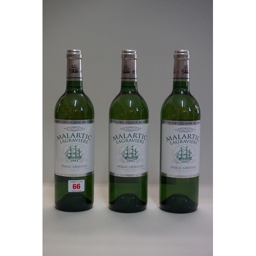 66 - Three 75cl bottles of Chateau Malartic Lagraviere Blanc, 2004, Pessac-Leognan. (3)