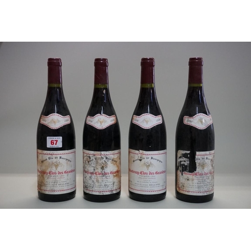 67 - Four 75cl bottles of Santenay-Clos des Gravieres, 1er Cru, 1996, Domaine Jean-Claude Belland. (4)... 