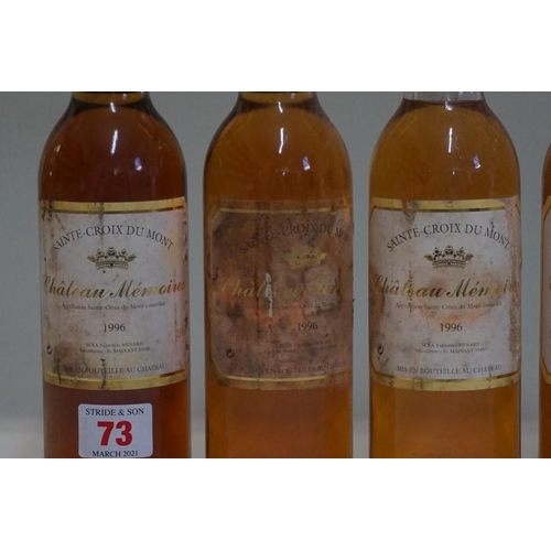 73 - Five 37.5cl bottles of Chateau Les Memoires, 1996, St Croix du Mont. (5)