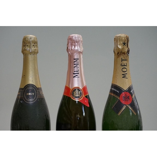 75 - Three 75cl bottles of NV champagne, comprising: G H Mumm brut rose; Moet & Chandon brut imperial... 