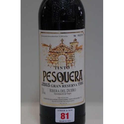 81 - A 75cl bottle of Pesquera Reserva Janus, 1986, Alvaro Palacios.