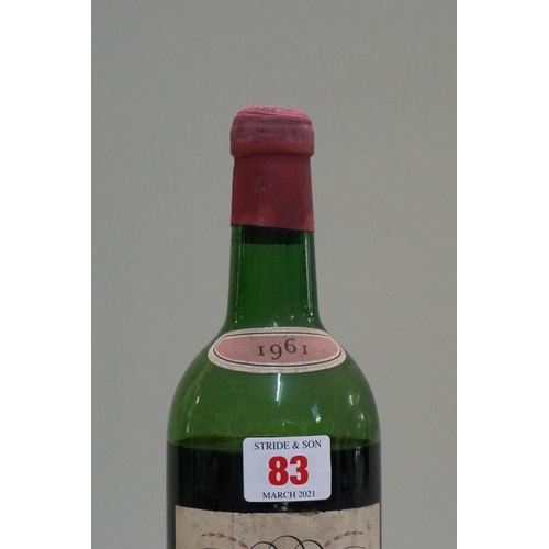 83 - A 75cl bottle of Chateau Haut-Bages Monpelou, 1961, Cru Bourgeois Pauillac.