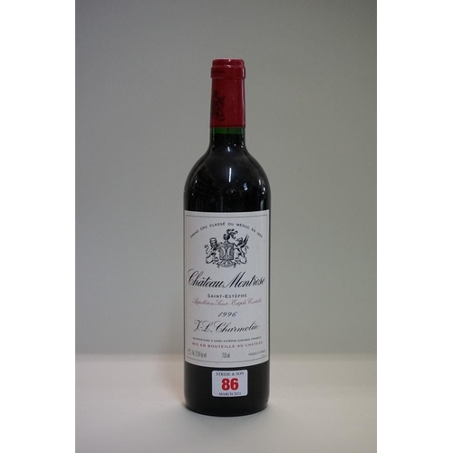 86 - A 75cl bottle of Chateau Montrose, 1996, Saint-Estephe.(Professionally stored since purchased en pri... 