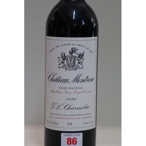 86 - A 75cl bottle of Chateau Montrose, 1996, Saint-Estephe.(Professionally stored since purchased en pri... 