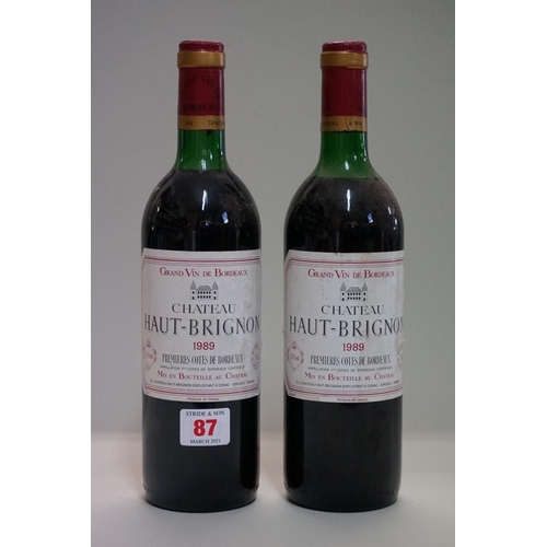 87 - Two 75cl bottles of Chateau Haut-Brignon, 1989. (2)