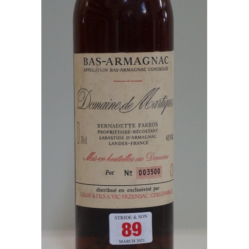 89 - A 70cl bottle of Bas-Armagnac 1973 vintage, Domaine de Martiques.