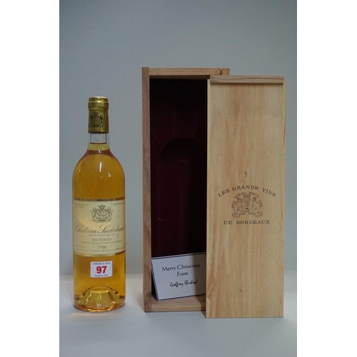 97 - A 75cl bottle of Chateau Suduiraut, 1996, Sauternes, in pine box.