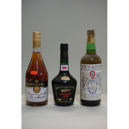 98 - A 70cl bottle of Christian Dupre Napoleon brandy; together with a 50cl bottle of De Kuyper cherry br... 