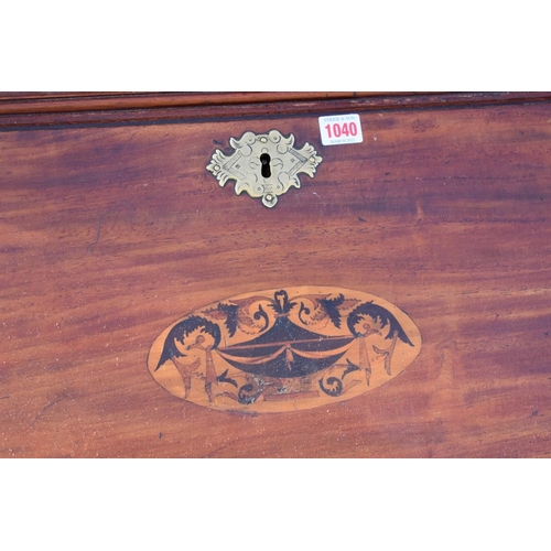 1040 - A Georgian mahogany inlaid bureau bookcase, 116cm wide x 56cm deep x 210cm high.Collection of this l... 