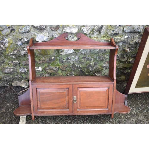 1056 - An old towel airer, firescreen and a hanging wall shelf.Collection of this lot is strictly by appoin... 