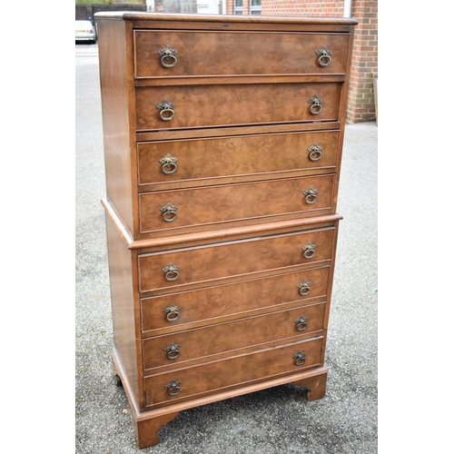 1059 - A reproduction walnut chest on chest, 78cm wide x 46.5cm deep x 157cm high.Collection of this lot is... 