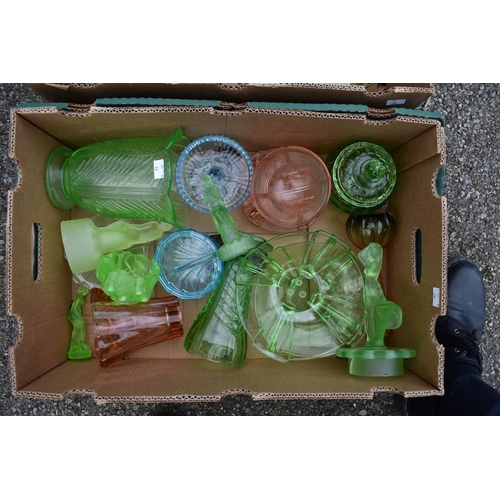 1060 - Two boxes of coloured glass.Collection of this lot is strictly by appointment on Saturday 13th March... 