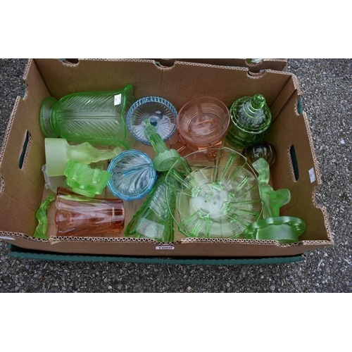 1060 - Two boxes of coloured glass.Collection of this lot is strictly by appointment on Saturday 13th March... 